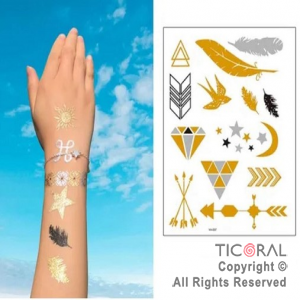 PLANCHA DE TATUAJES HIPPIE (PACK X 5 UNIDADES)